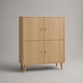 Armadio alto 4 porte in pannelli MDF, rovere, rovere naturale e ottone, 100 × 40 × 130 cm