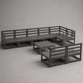 Salone da giardino modulare 7 camere in legno grigio antracite, 6 posti a sedere, 272 × 207 × 62 cm, tavolino 65 × 65 × 32 cm