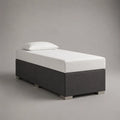 Letto singolo imbottito antracite grigia e bianco in legno e metallo con materasso in schiuma e materasso, letto 90 × 200 cm