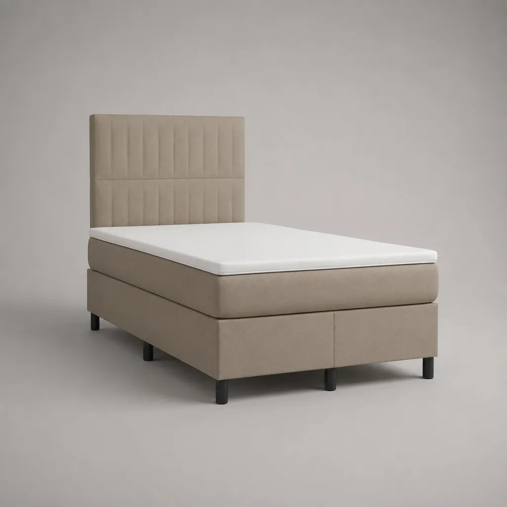 Set letto matrimoniale beige 160 × 200 cm con testata, materasso, materasso e materasso