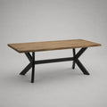 Tavolo rettangolare in rovere massiccio e acciaio nero, 180 × 90 × 76 cm