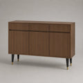 Ripostiglio MDF in noce marrone con 3 porte e 3 cassetti, 140 × 40 × 90 cm
