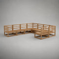 Set di 6 pezzi – Divano da giardino modulabile in legno massello oliato, marrone miele, 280 × 210 × 67 cm
