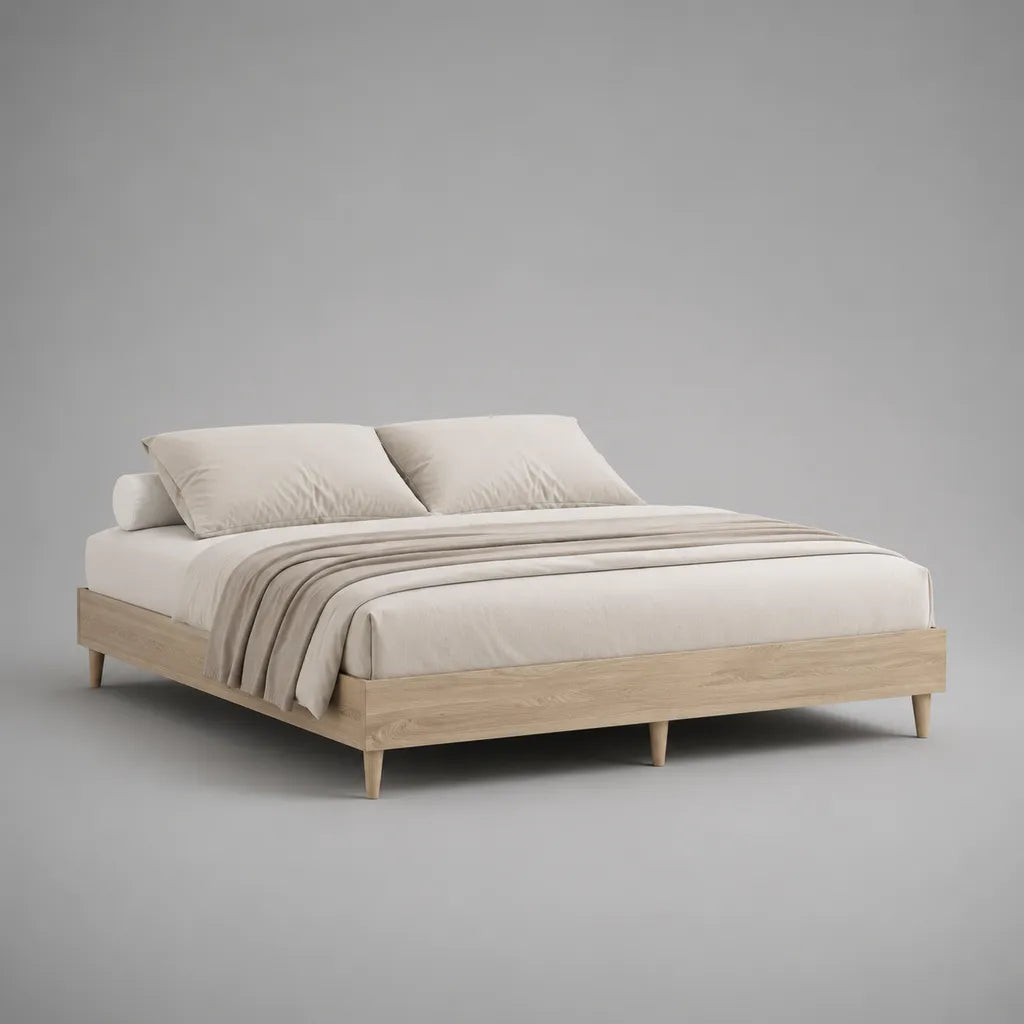 Cornice letto matrimoniale in legno 160 × 200 cm, rovere naturale, senza testiera