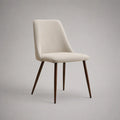 Sedia imbottita in tessuto beige con piedi in acciaio marrone scuro, 48 × 56 × 84 cm